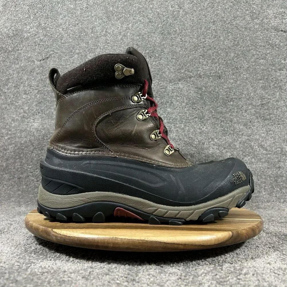 The North Face Chilkat II Luxe Mens Size 9 Black Brown Waterproof Winter Boots